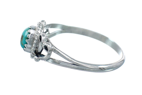 Navajo Genuine Sterling Silver Turquoise Ring Size 7-3/4 JX130777